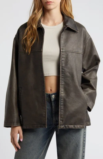 Bdg Urban Outfitters Faux Leather Aviator Jacket In Brown