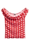 Bdg Urban Outfitters Fia Polka Dot Off The Shoulder Top In Red