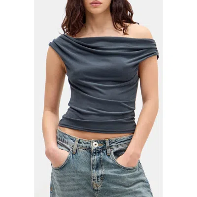 Bdg Urban Outfitters Fia Ruched Off The Shoulder Top In Black