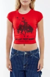 Bdg Urban Outfitters First Rodeo Graphic Baby Tee In Red