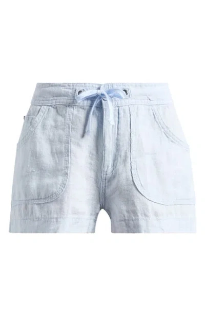 Bdg Urban Outfitters Five Pocket Linen & Cotton Drawstring Shorts In Pale Blue