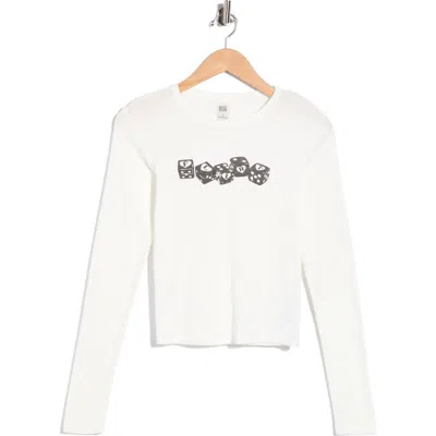 Bdg Urban Outfitters Flirt Dice Long Sleeve Crop T-shirt In White