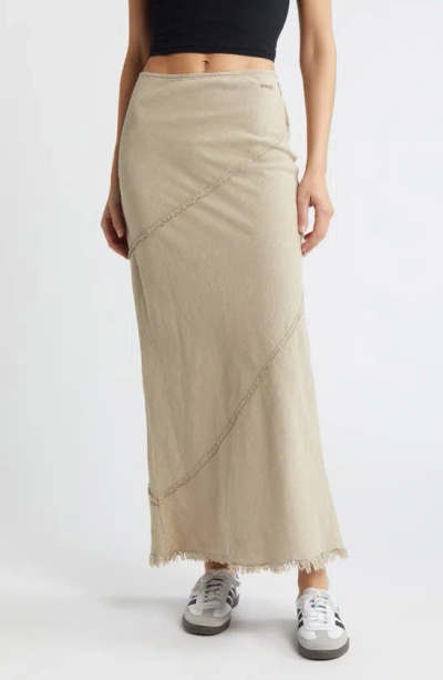 Bdg Urban Outfitters Fray Seam Maxi Skirt In Dark Sand