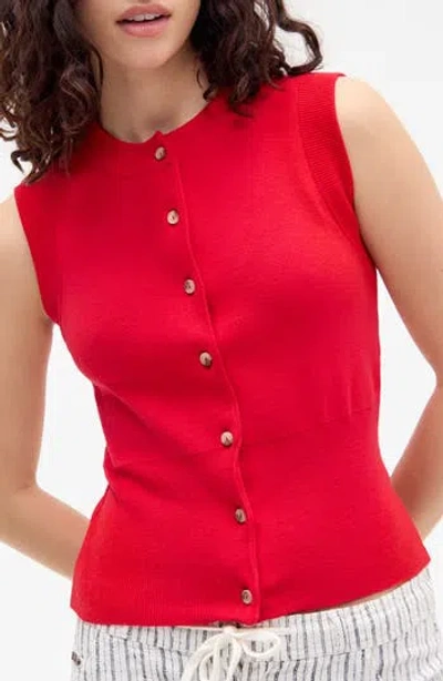 Bdg Urban Outfitters Front Button Knit Sweater Vest In Red