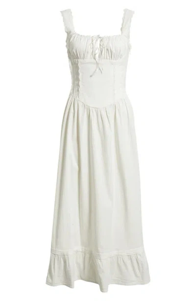 Bdg Urban Outfitters Gabriette Tie Front Lace Trim Maxi Dress In White
