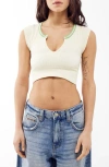 Bdg Urban Outfitters Going For Gold Crop Top In Cream/ Green