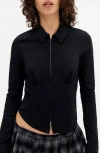 Bdg Urban Outfitters Hailey Zip-up Shirt In Black