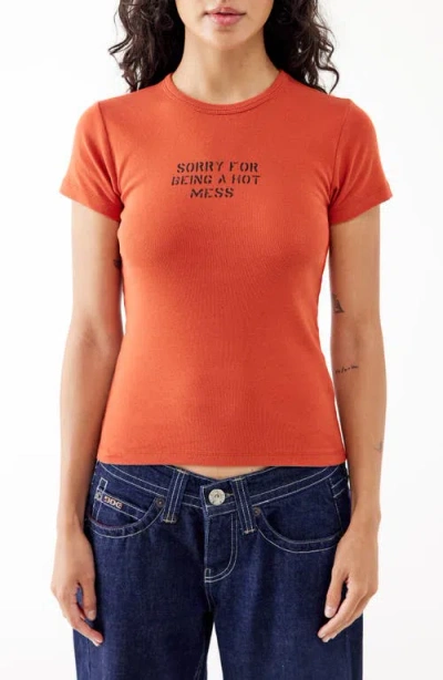 Bdg Urban Outfitters Hot Mess Cotton Graphic Baby Tee In Red