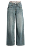 Bdg Urban Outfitters Jaya Bandana Boxer Wide Leg Jeans In Smokey Blue