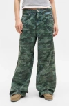 Bdg Urban Outfitters Jaya Camo Low Rise Wide Leg Jeans In Green