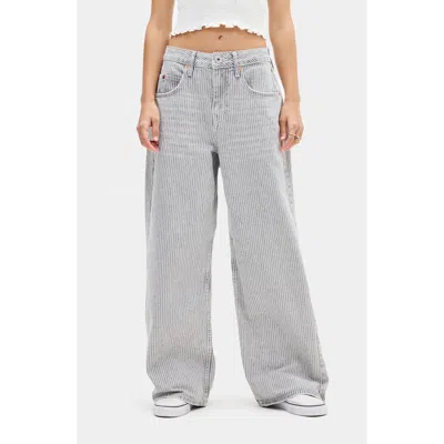 Bdg Urban Outfitters Jaya Ticking Stripe Low Rise Wide Leg Jeans In Grey