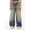 Bdg Urban Outfitters Jaya Tinted Side Zip Low Rise Wide Leg Jeans In Mid Vintage