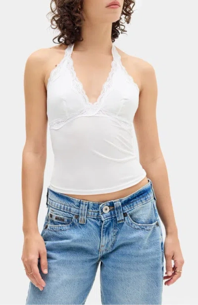 Bdg Urban Outfitters Je T'aime Lace Trim Halter Top In White