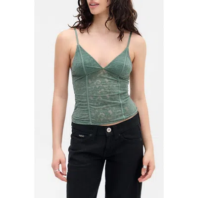 Bdg Urban Outfitters Je'taime Flocked Velvet Camisole In Green
