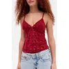 Bdg Urban Outfitters Je'taime Flocked Velvet Camisole In Red