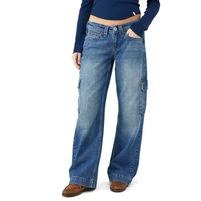 Bdg Urban Outfitters Kayla Low Rise Wide Leg Cargo Jeans In Mid Vintage