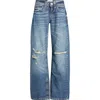 Bdg Urban Outfitters Kayla Ripped Low Rise Wide Leg Jeans In Blue