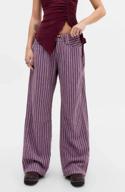 Bdg Urban Outfitters Kayla Stripe Linen Wide Leg Pants In Purple