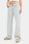 Shop Bdg Urban Outfitters Kayla Stripe Wide Leg Jeans In Grey