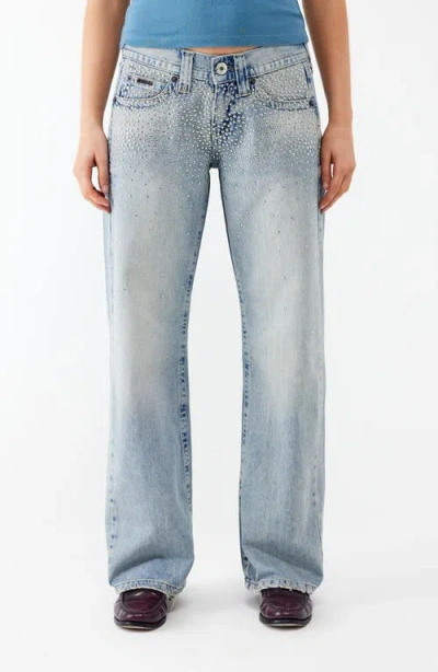 Bdg Urban Outfitters Kayla Studded Low Rise Wide Leg Jeans In Light Vintage