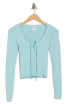 Bdg Urban Outfitters Knockout Long Sleeve Tie Front Crop Top In Blue