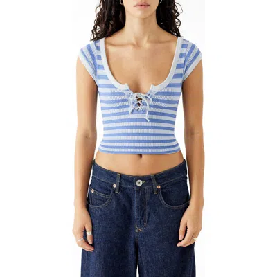Bdg Urban Outfitters Knockout Tie Front Crop Tank Top In Blue