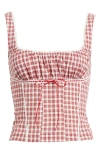 Bdg Urban Outfitters Lena Rickrack Trim Check Linen Blend Camisole In Red Check