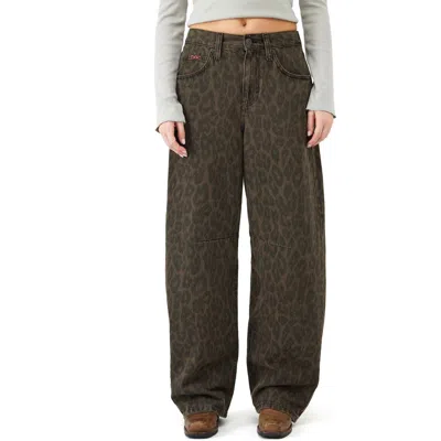 Bdg Urban Outfitters Logan Leopard Print Wide Leg Jeans In Green