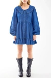 Bdg Urban Outfitters Long Sleeve Tiered Denim Dress In Blue