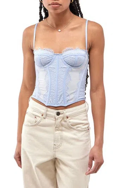 Bdg Urban Outfitters Modern Love Corset Top In Arctic Ice/zen Blue