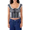 BDG URBAN OUTFITTERS BDG URBAN OUTFITTERS NADIA CHECK SMOCKED CROP TOP