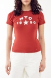BDG URBAN OUTFITTERS NYC 1990 APPLIQUÉ COTTON GRAPHIC BABY TEE
