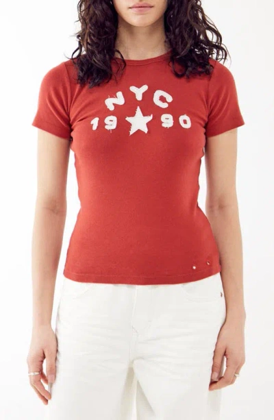 Bdg Urban Outfitters Nyc 1990 Appliqué Cotton Graphic Baby Tee In Red