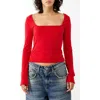 Bdg Urban Outfitters Olivia Picot Trim Rib Top In Red