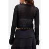 Bdg Urban Outfitters Open Stitch Tie Front Cardigan In Black
