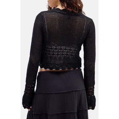 Bdg Urban Outfitters Open Stitch Tie Front Cardigan In Black