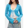 Bdg Urban Outfitters Open Stitch Tie Front Cardigan In Turquoise