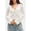 Bdg Urban Outfitters Open Stitch Tie Front Cardigan In White