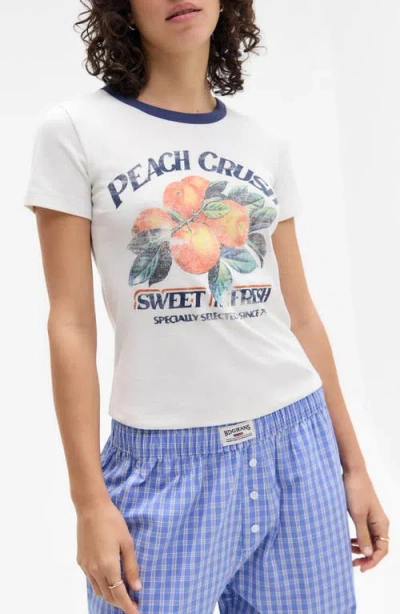 Bdg Urban Outfitters Peach Crush Graphic Baby Tee In White