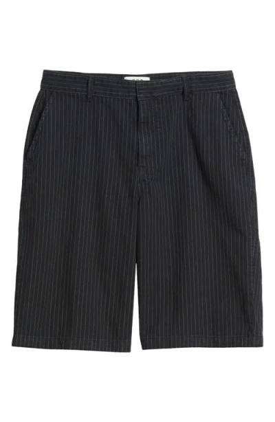 Bdg Urban Outfitters Pinstripe Flat Front Stretch Cotton Worker Shorts In Black