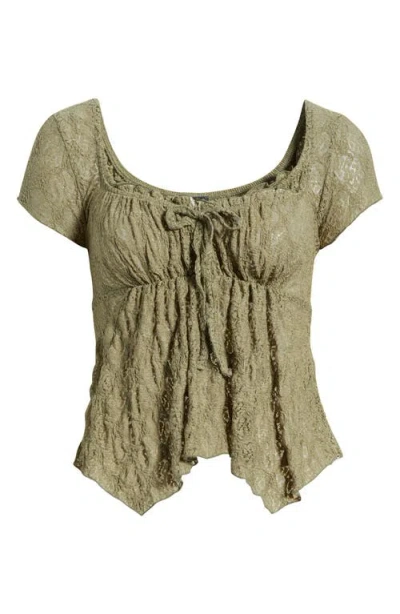 Bdg Urban Outfitters Piper Asymmetric Hem Stretch Lace Top In Brown