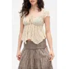Bdg Urban Outfitters Piper Asymmetric Stretch Lace Top In Neutral