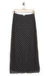 Bdg Urban Outfitters Polka Dot Stretch Mesh Maxi Skirt In Black