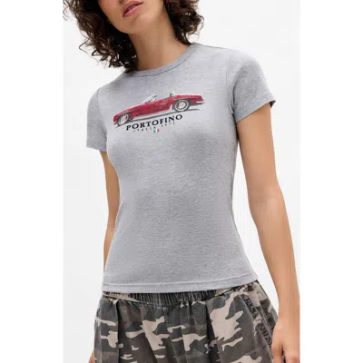 Bdg Urban Outfitters Portofino Cotton Graphic Baby Tee In Gray