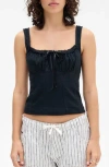 Bdg Urban Outfitters Prairie Linen Blend Camisole In Black