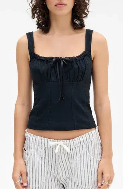 Bdg Urban Outfitters Prairie Linen Blend Camisole In Black