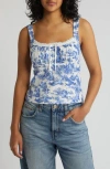 Bdg Urban Outfitters Prairie Linen Blend Tank In White Multi