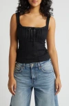 Bdg Urban Outfitters Prairie Linen Blend Camisole In Black