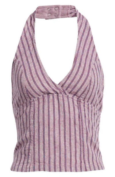 Bdg Urban Outfitters Quinn Stripe Linen Halter Top In Purple