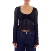 Bdg Urban Outfitters Quinn Tie Front Lace Top In Black